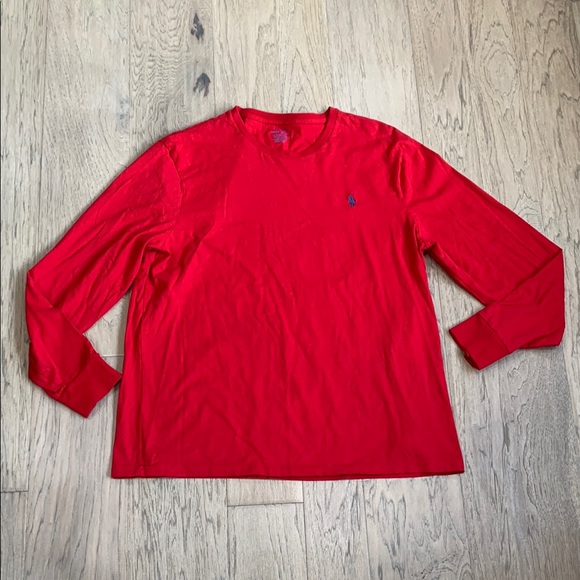 Polo Ralph Lauren Other - Polo Ralph Lauren Long Sleeve Crew Neck Red T-Shirt Size XL Custom Slim Fit